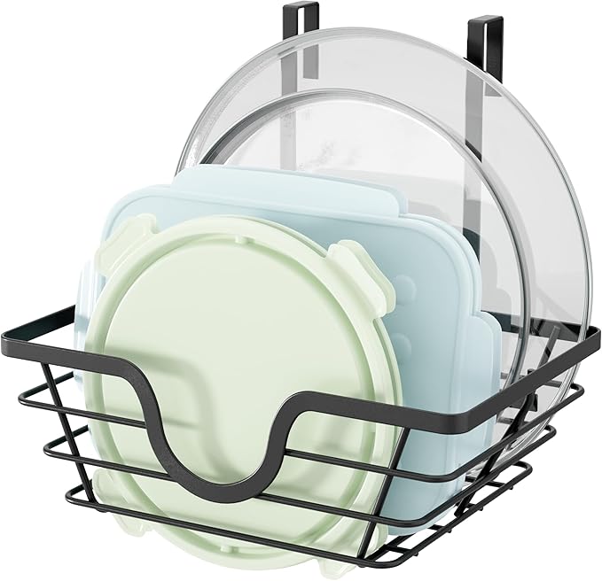 TIDIIABODE Pot Lid Organizer, Adjustable Kitchen Pot Lid Holder Inside Cabinet