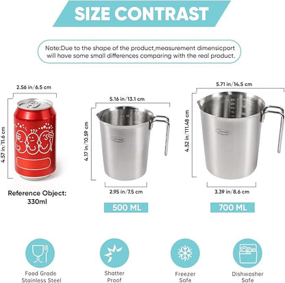 Newness 2-Pack Stainless Steel Measuring Cups Set, Metal Measuring Cup