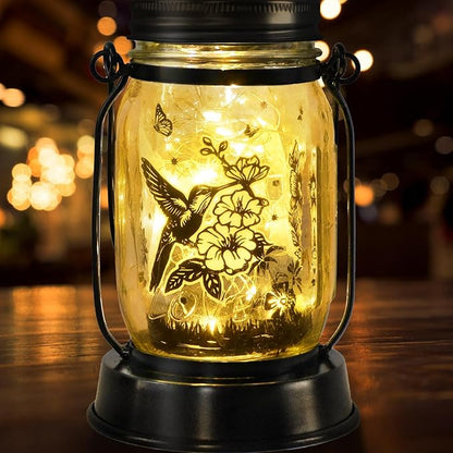 Hummingbird Solar Lantern Outdoor Garden Decor, Gifts for Women Mom Gradma Birthday Gifts, Hanging Solar Light Lawn Ornaments Home Decoration Outside for Yard, Patio,Backyard,Porch, Pathway Torch