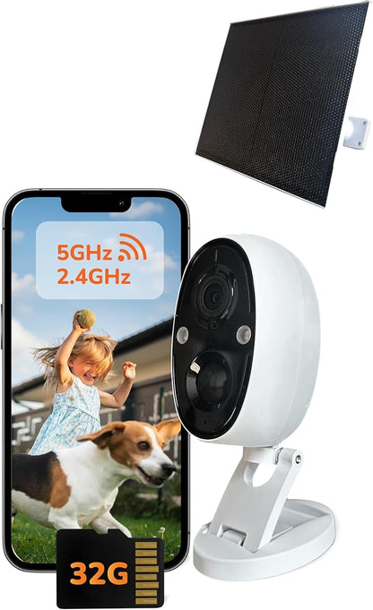 Sensforge 2.5K Solar Powered Outdoor Battery Camera, Smart AI Detection