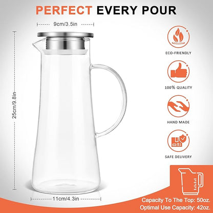 SUSTEAS 1.5 Liter 51oz Glass Pitcher