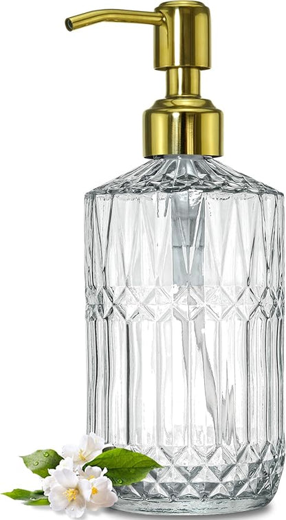 JASAI 18Oz Dazzling Clear Glass Soap Dispenser