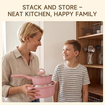 JEETEE Pink Pots and Pans Set Nonstick 23pcs, Healthy Kitchen Cookware Sets