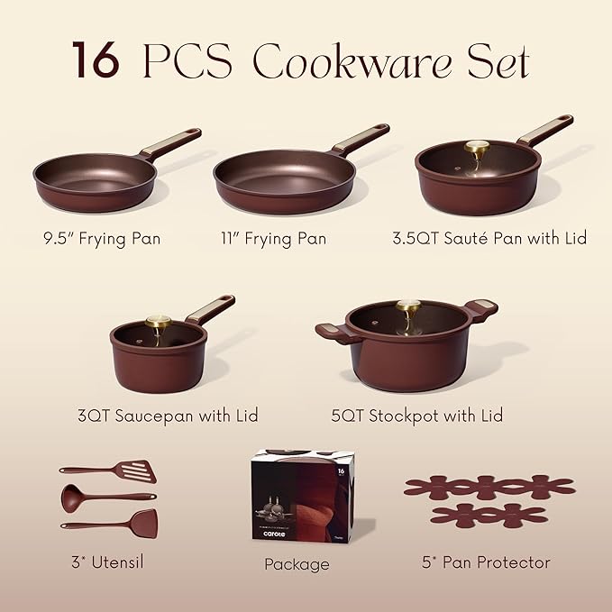 CAROTE Pots and Pans Set Nonstick, Dishwasher, RV/Camping Cookware Set