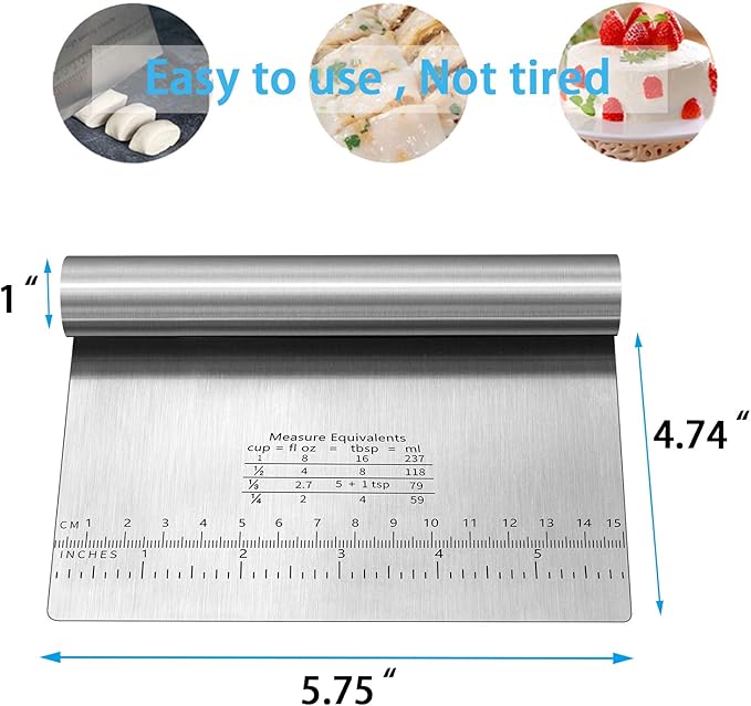 Pro Dough Pastry Scraper/Cutter/Chopper Stainless Steel Mirror Polished