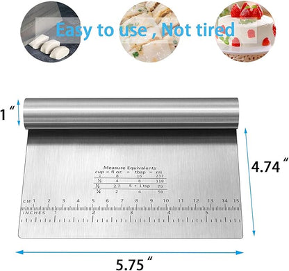 Pro Dough Pastry Scraper/Cutter/Chopper Stainless Steel Mirror Polished