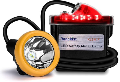 Rechargeable LED Mining Headlamp, Super Bright Safety Head Torch with 1+2 LEDs and Battery Pack, Waterproof Hard Hat Cap Light, Durable Coal Miner Headlight for Caving, Tunneling, Outdoor Work