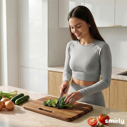 SMIRLY Wooden Cutting Boards for Kitchen, Double-Sided Cutting Board