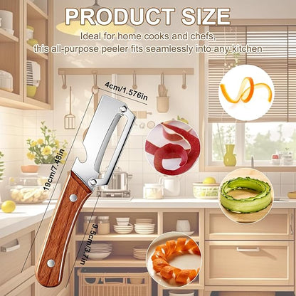 2Pcs Multi-Functional Vegetable Peeler, Zero Snag Wooden Peeler, Zero Snag