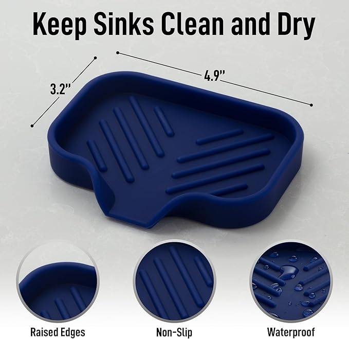 Zulay Kitchen Small Silicone Sponge Holder – Space-Saving Sink Organizer Tray