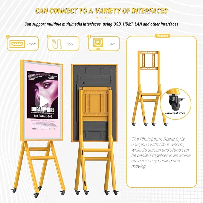 MWE Mobile Digital Signage Display 43in, Portable UHD Touchscreen Advertising