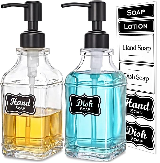 JASAI 2Pack Glass Soap Dispenser