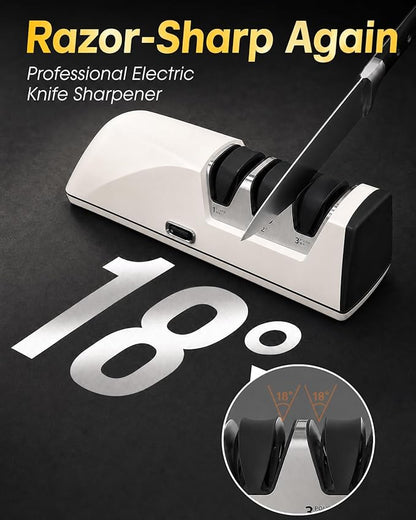 Professional Electric Knife Sharpener, 3-Stage High-Grit Diamond Sharpening