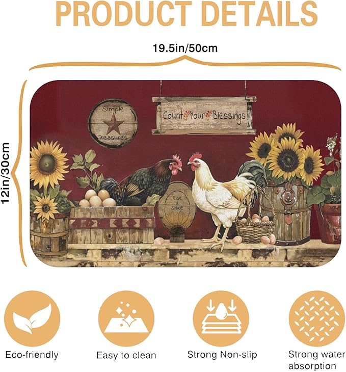 Kitchen Countertop Dish Drying Mat, Super Absorbent Coffee Bar Mat