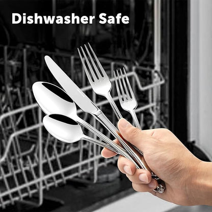 KINGSTONE Silverware Set, 30-piece 18/10 Stainless Steel Flatware Set Cutlery Set for 6, for Kitchen, Home, Wedding, Party, Mirror Polished and Dishwasher Safe, Featured Gifts