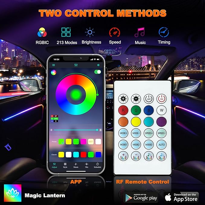 Jushope Interior Car LED Strip Lights, Acrylic LED Lights