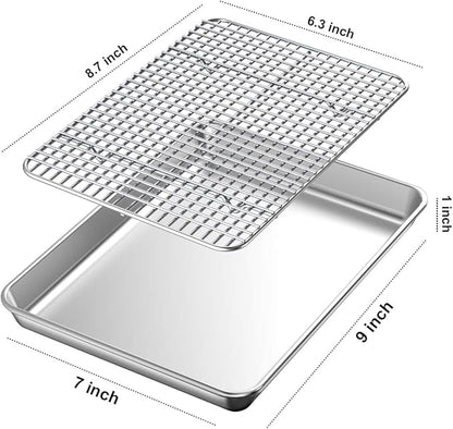 Baking Sheet with Rack Set, Wildone Stainless Steel Cookie Sheet Baking Pan