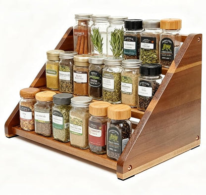 Acacia Wooden Spice Rack for Countertop