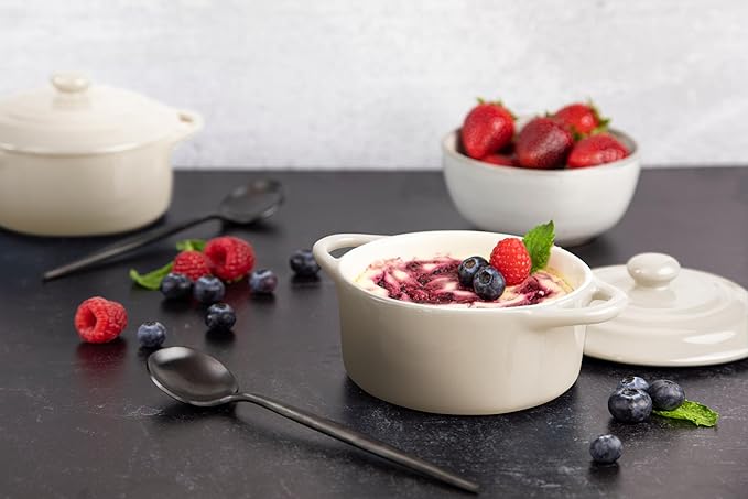 Kook Ceramic Mini Cocotte Set, Small Casserole Dishes