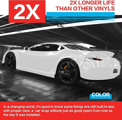 Gloss White Carbon Fiber Vinyl Wrap with Nano Air Release Technology,Anti-Wrinkle - Premium Paint Protection Film Roll for Car (Gloss White, 10ft x 5ft)
