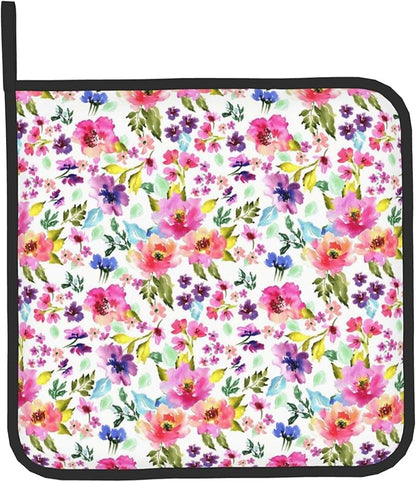 Floral Oven Mitts and Pot Holders Sets Spring Summer Kitchen Mitts Colorful