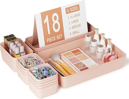 Plastic Drawer Organizers, Desk and Vanity Organizer Plastic Tray, Makeup
