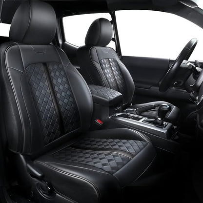 Carlimeki Leather Seat Covers Custom Fit for Tacoma Gen 3rd (2016-2023) Double & Crew Cab, for SR, SR5, Limited, TRD Pro, TRD Sport, TRD Off-Road, Trail Special Edition - Fully Covered