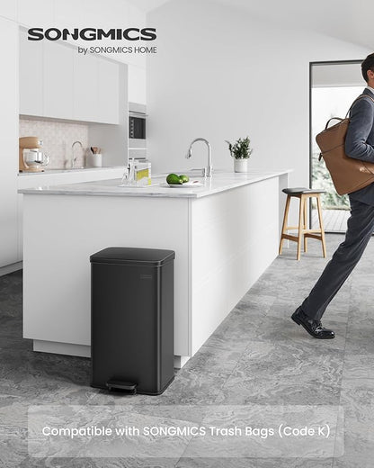 SONGMICS Kitchen Trash Can, 10.5 Gallon Garbage Can, Large Step Trash Bin
