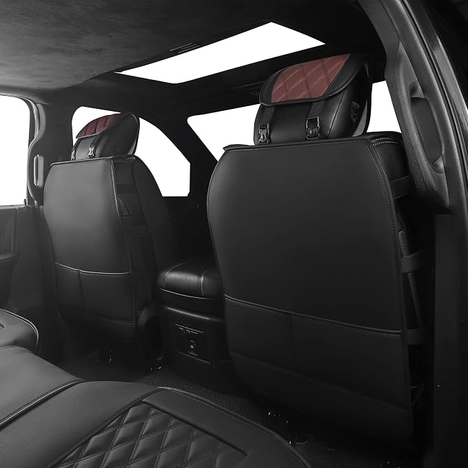 JOJOBAY Car Seat Covers for Dodge Ram,Fit 2009-2025 1500/2500/3500 HD Pick-up Truck,Crew,Regular,Quad,Mega Cab,Waterproof Synthetic Leather Seat Covers(5PCS-Full Set,Black-Brown)