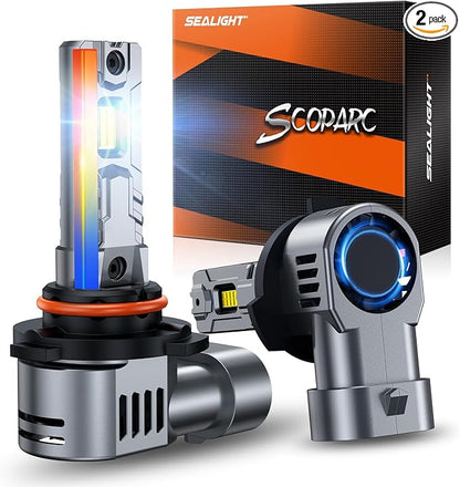 SEALIGHT 9006/HB4 Bulb, 40,000LM Super Brighter,6500K Cool White 9006/HB4 LED Bulbs or Fog,3 Min Plug and Play Lights Combo, Replacement Shift Light Gauges, Pack of 2