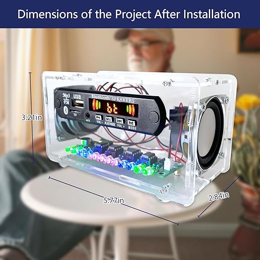 YYSOLDER Speaker Soldering Practice Kit AUX Player Level Indicator Dual Channel Electronic Project kit DIY Electronic kit (Transparent - Soldering Required)