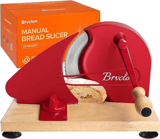 Brvclon Manual Bread Slicer Adjustable Thickness, Hand Crank Bread Slicer