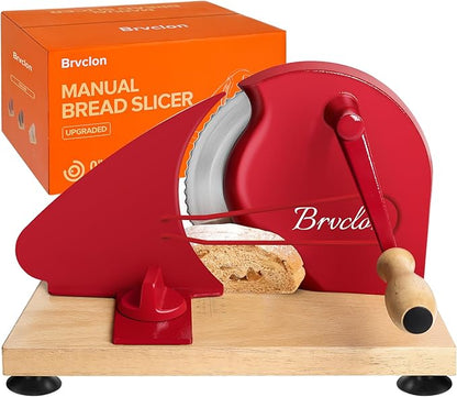 Brvclon Manual Bread Slicer Adjustable Thickness, Hand Crank Bread Slicer