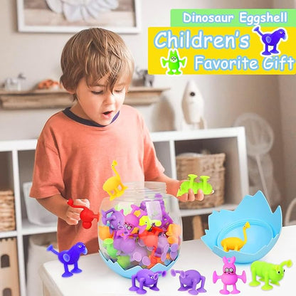 Bath Toys for Kids Toddlers Suction Cup Toys Animals Suction Sensory Toys Family Game Preschool Window Travel Toy Set - 40pcs Large Egg Container