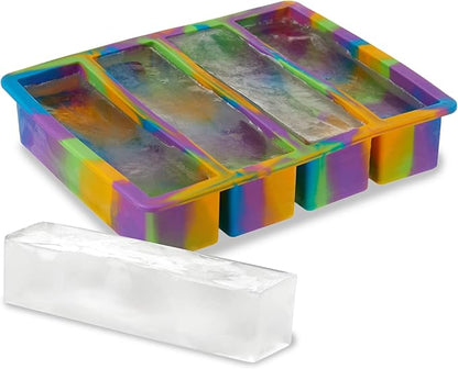 Host Ice Cube Tray, Makes Four 5-Inch Long Cubes, Durable Silicone Trays