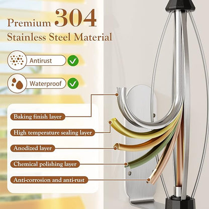 Paper Towel Holder Under Cabinet + Towel Robe Hooks, Single Hand Operable Under