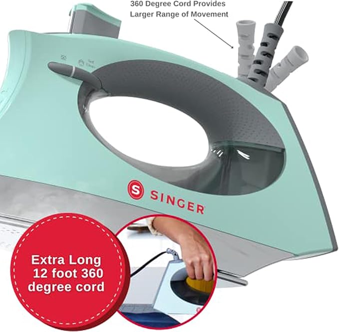 SINGER SteamCraft Plus Digital Display Iron, Five Fabric Settings, OnPoint Tip