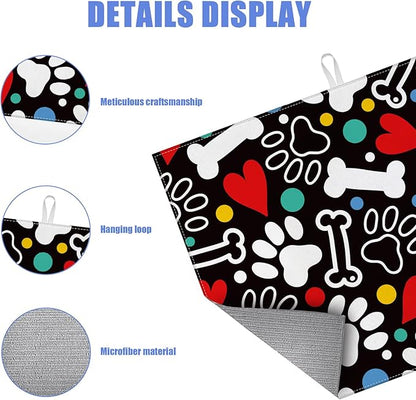 Dog Paw Bone Dish Drying Mat for Kitchen Counter Drying Pad Absorbent