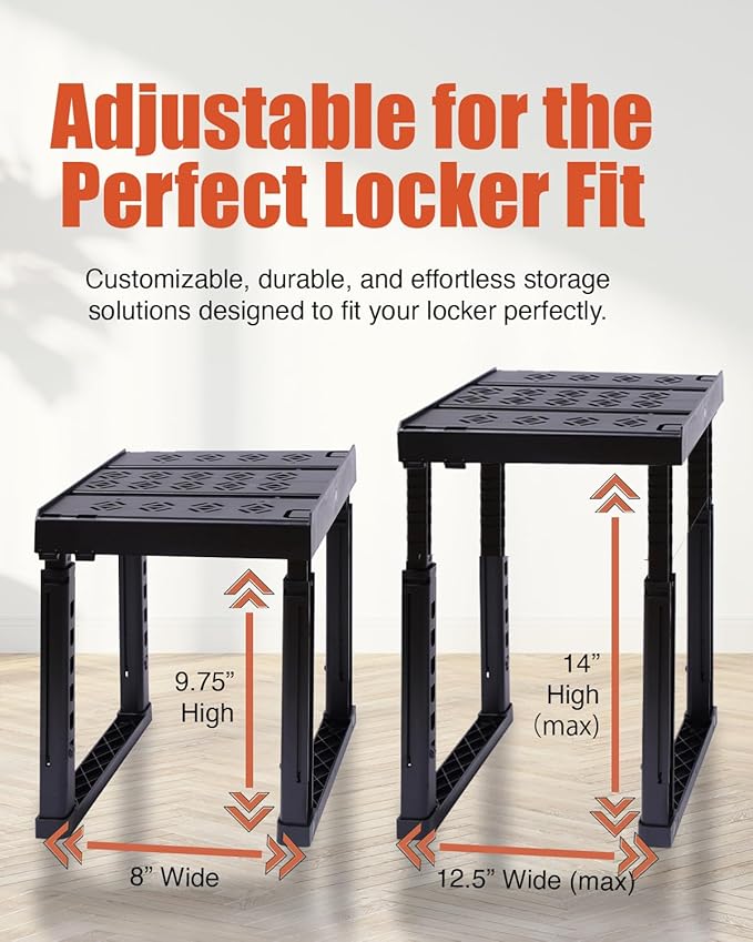 Piffny Locker Organizer Shelf， Adjustable Width and Height, Ideal Locker Shelf