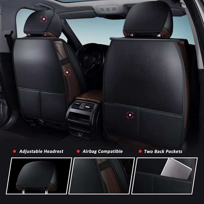 MIROZO Front Seat Covers for Car, Car Seat Covers Black Car Seat Protectors Waterproof Automotive Seat Covers Vehicle Cushion Cover Breathable Fit for Most Sedan, Truck and SUV (Black,2PCS)