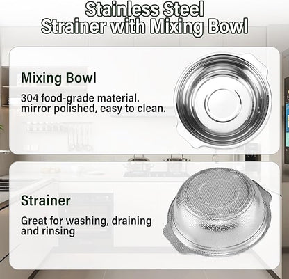 Stainless Steel Colander, 4.5QT Large Capacity