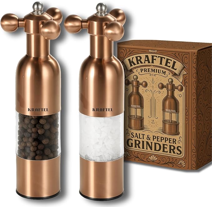 Premium 8" Salt and Pepper Grinder 2PK. Large Peppermill