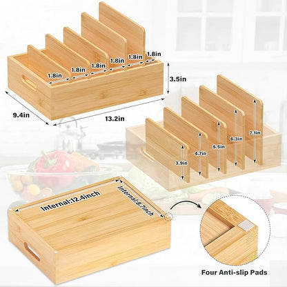 Kiasthome Bamboo Lid Organizers Inside Cabine, Kitchen Cabinet Organizer