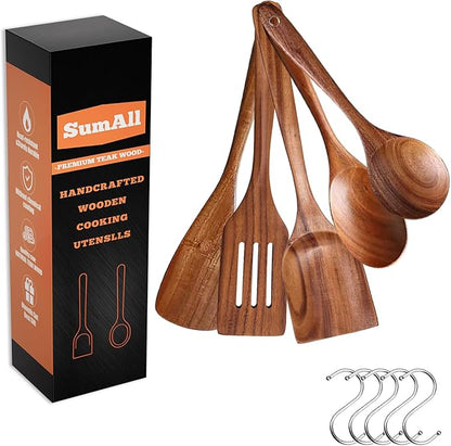 5 PCs Teak Wooden Utensil Set