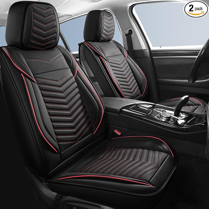 HChengkikz Nappa Leather Car Seat Covers Front Seats, Car seat Protector, Waterproof Car Seat Cushion, Universal Automotive Seat Covers Fit for SUV Truck Pick-up Sedan and Most Cars