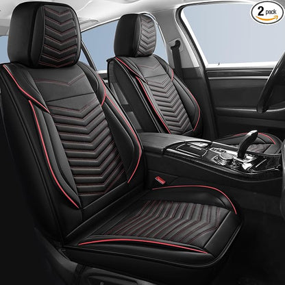 HChengkikz Nappa Leather Car Seat Covers Front Seats, Car seat Protector, Waterproof Car Seat Cushion, Universal Automotive Seat Covers Fit for SUV Truck Pick-up Sedan and Most Cars