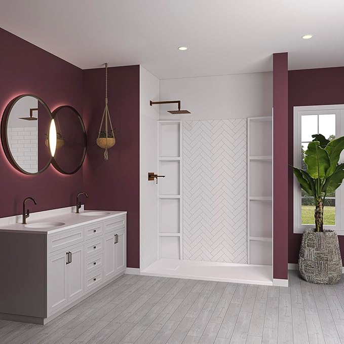 White Acrylic Shower Wall Surround 36"x 60"x 80"