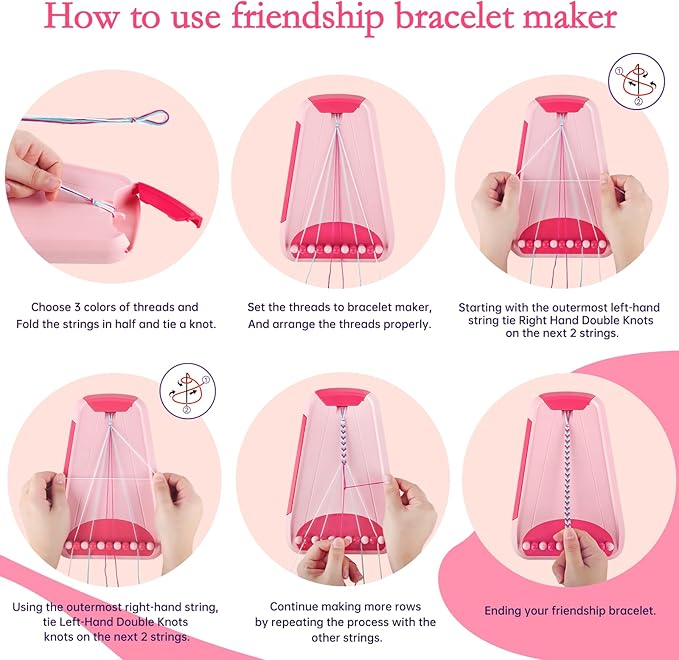 Friendship Bracelet Making Kit for Girls, Arts and Crafts Bracelets String Maker Kit for Kids Ages 8-12 Christmas Birthday Gifts
