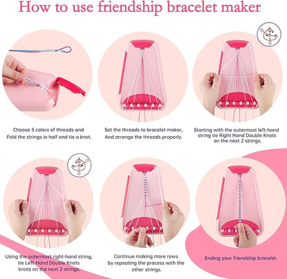 Friendship Bracelet Making Kit for Girls, Arts and Crafts Bracelets String Maker Kit for Kids Ages 8-12 Christmas Birthday Gifts