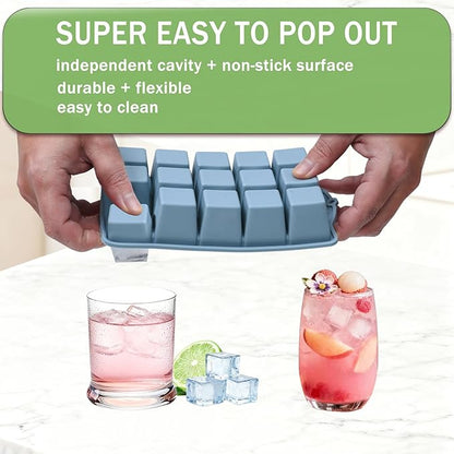 Ice Cube Trays for Freezer, 3 Pack Easy Release Slicone Ice Cube Tray